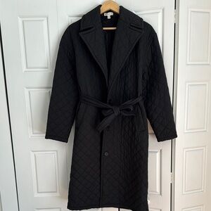 Black Quilted Long Coat